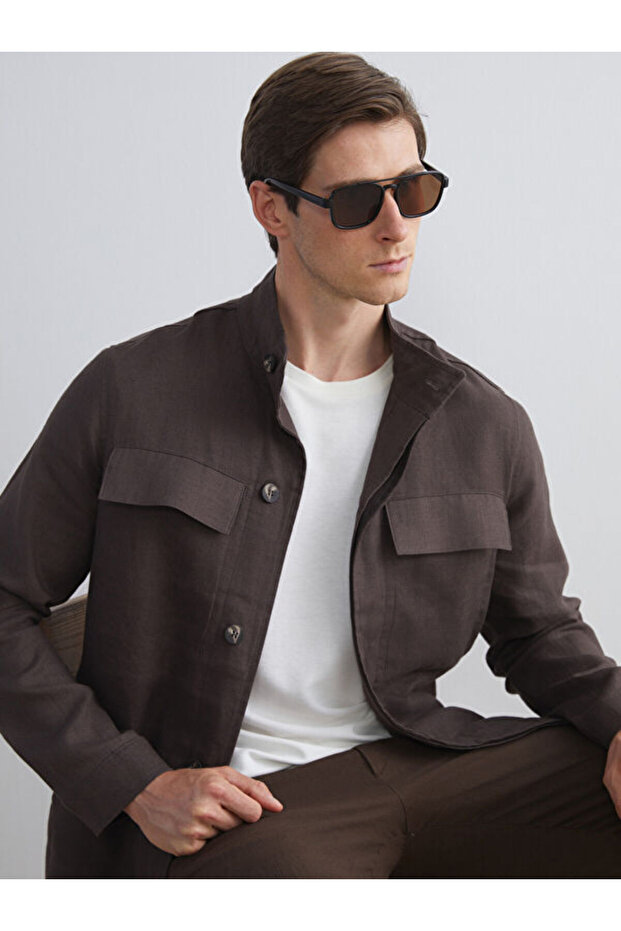 Shirts for Style Seekers from Uzg Store Roba Collar 100% Linen Men's Jacket