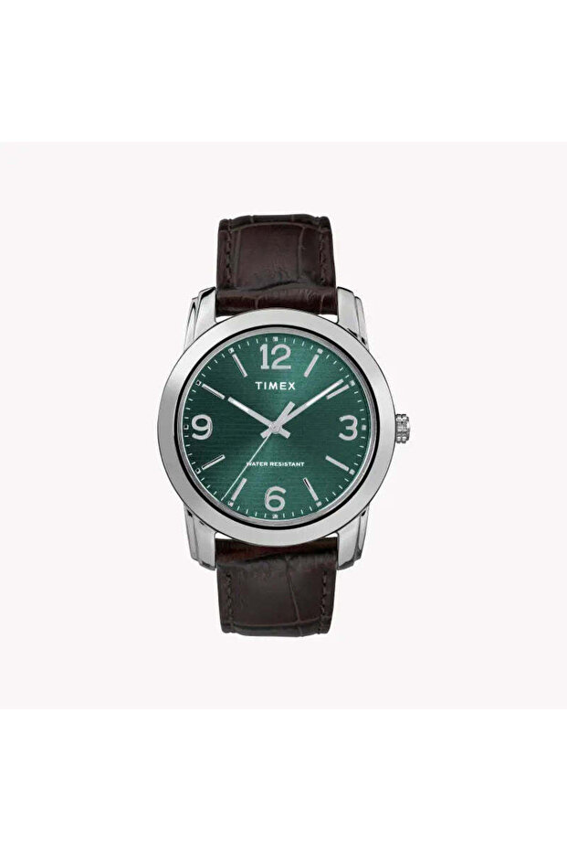 Men's Brown Leather Watch, Green Dial | Tw2r86900