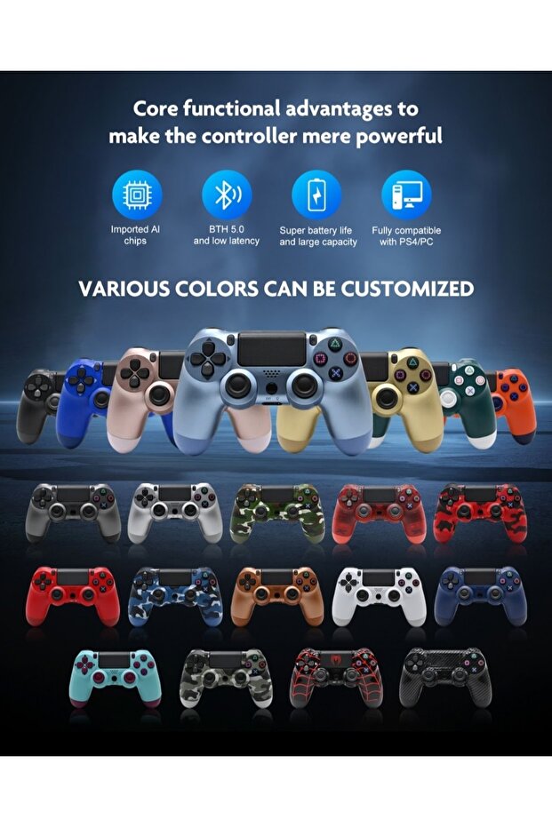 وحدة تحكم لاسلكية، عصا تحكم لجهاز بلاي ستيشن 4 والكمبيوتر الشخصي (أزرق) - 4