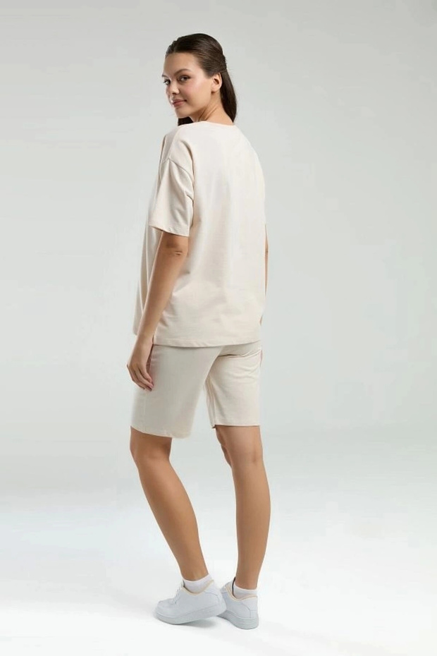 Kadın Krem Şort Takım - 4