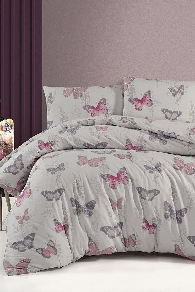 Elery 100% Cotton Double Duvet Cover Set - Fitted Sheet