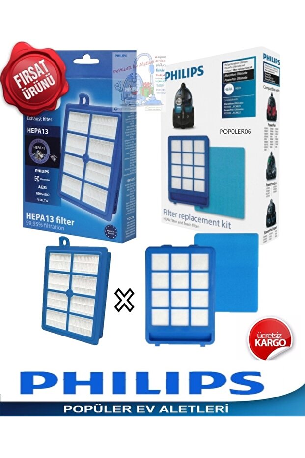 Philips Compatible Fc 9919 Marathon Ultimate Front and Rear Hepa Filter Set (409051948)