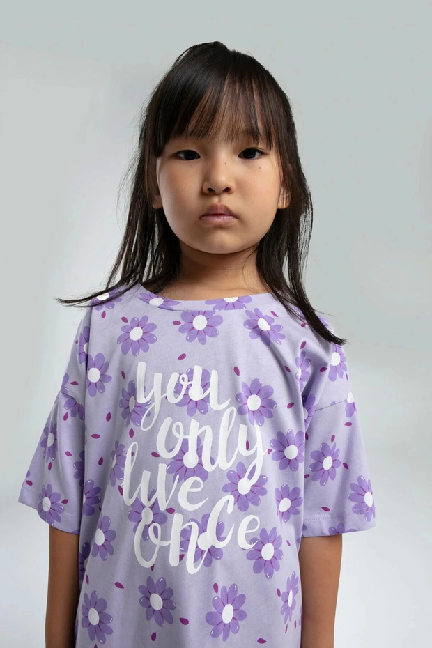 Kız Çocuk Mor Şort Takım - 8