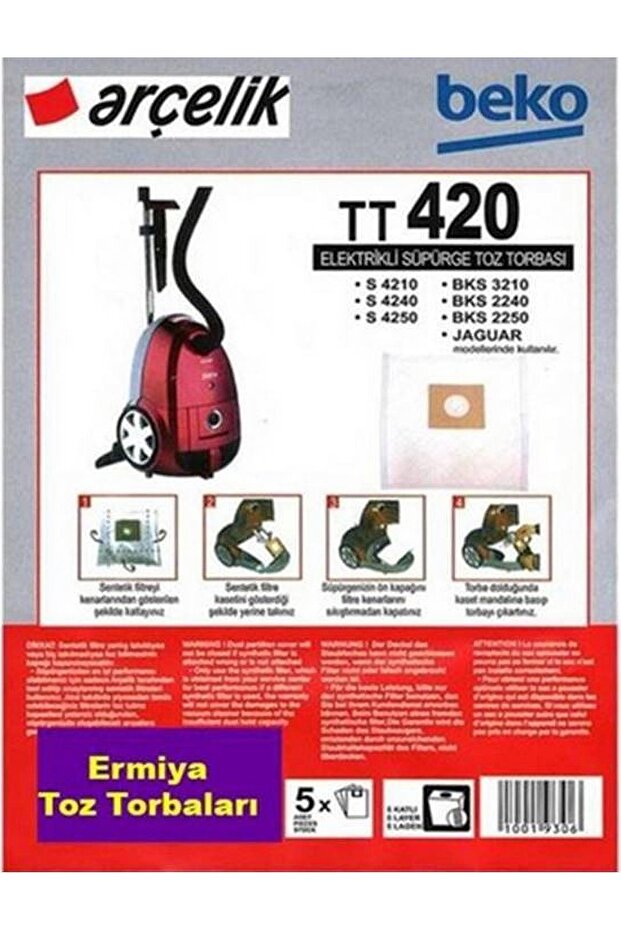 Arçelik Vacuum Cleaner S 4540 Trb 6986 Dust Bag 20 Pieces 25 Pieces