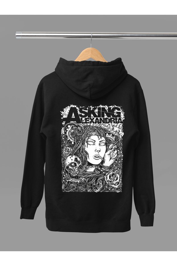 Asking Alexandria the Rock Band Printed Cotton Long Sleeved 3-Yarn Hooded Rock Sweatshirt