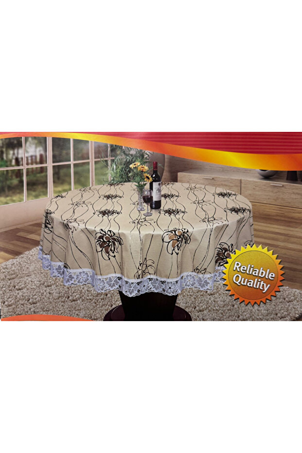 Luxury Pvc Coated Wipeable Waterproof Transparent Oilcloth Round Tablecloth 150cm