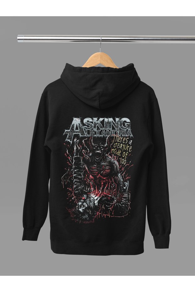 Asking Alexandria the Rock Band Printed Cotton Long Sleeved 3-Yarn Hooded Rock Sweatshirt