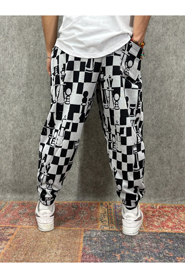 بنطلون نصف شالوار مطوي ومزين بنمط مع خصر مطاطي - 2