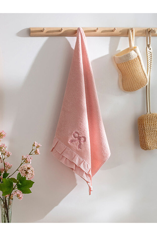 Pink Bow Embroidered Face Towel 50X80 cm