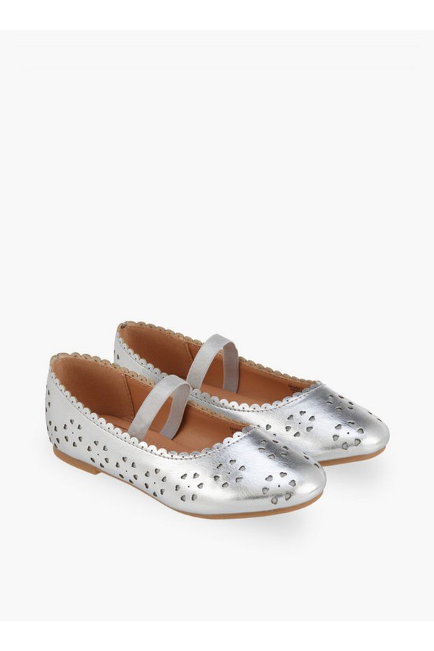 Girls Heart Cutout Detail Ballerina Shoes
