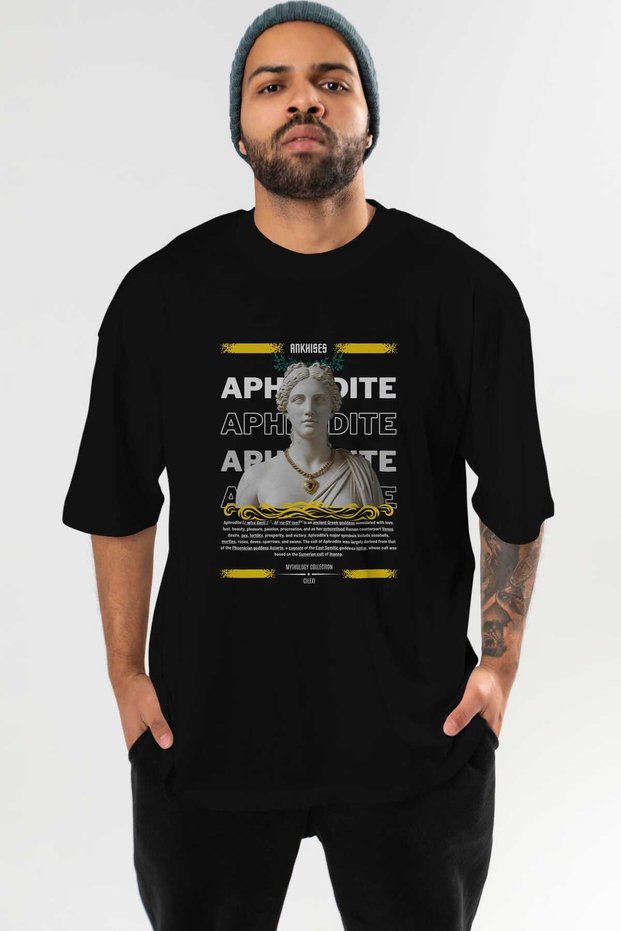 Aphrodite 1 Mythology Front Printed Black Oversized T-Shirt Men Women Cotton Crew Neck Tshirt