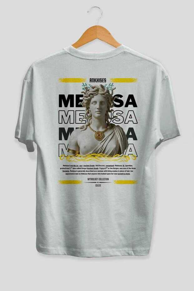 Medusa 3 Mythology Back Printed White Oversize T-Shirt Men Women Cotton Crew Neck Tshirt