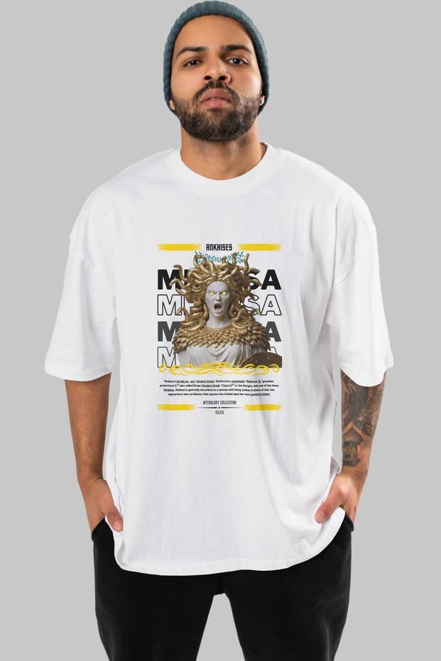 Medusa 1 Mythology Front Printed White Oversize T-Shirt Men Women Cotton Crew Neck Tshirt