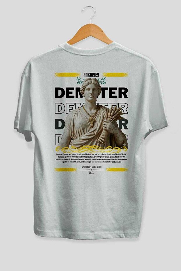 Demeter 1 Mythology Back Printed White Oversize T-Shirt Men Women Cotton Crew Neck Tshirt