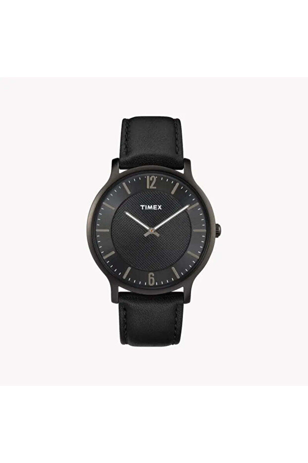 Men's Black Leather Watch, Black Dial | Tw2r50100