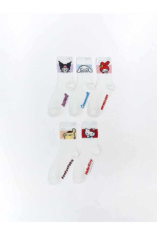 Quality Pieces from Çelebi Store Hello Kitty Embroidered Girls' Socks 5-Piece Set