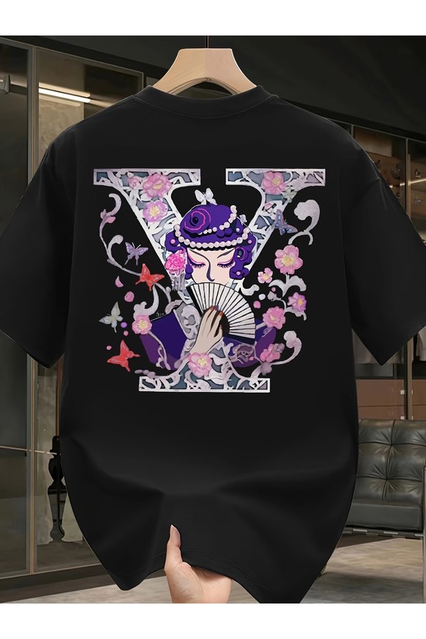 Unisex Men's/Women's Mini Bow Special Printed Oversized Cotton Crew Neck T-Shirt tshirt