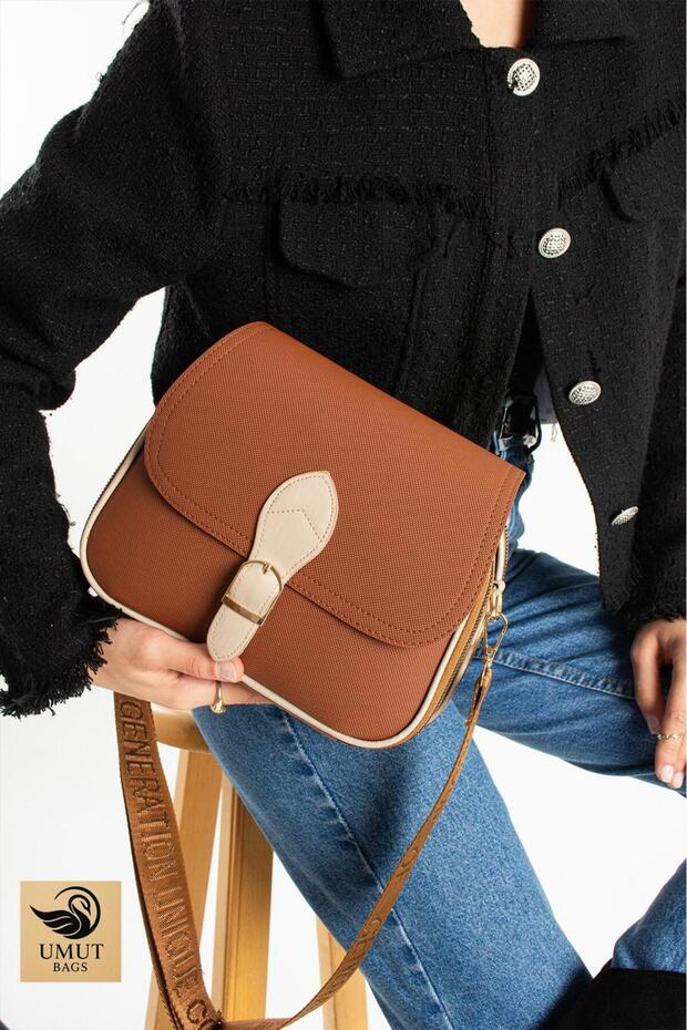 Navy Blue 4-Pocket Flap Bag with Webbing Straps, Zipper and Snap Closure, Handbag and Shoulder Bag