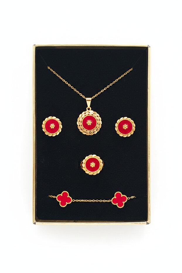 Red Gold Necklace Set