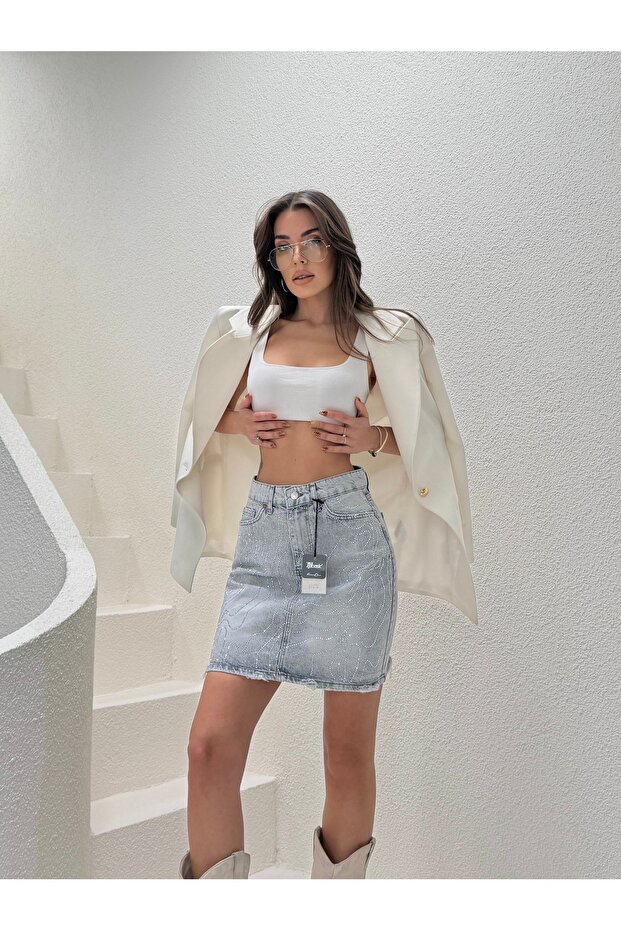 Fustă mini din denim - 2