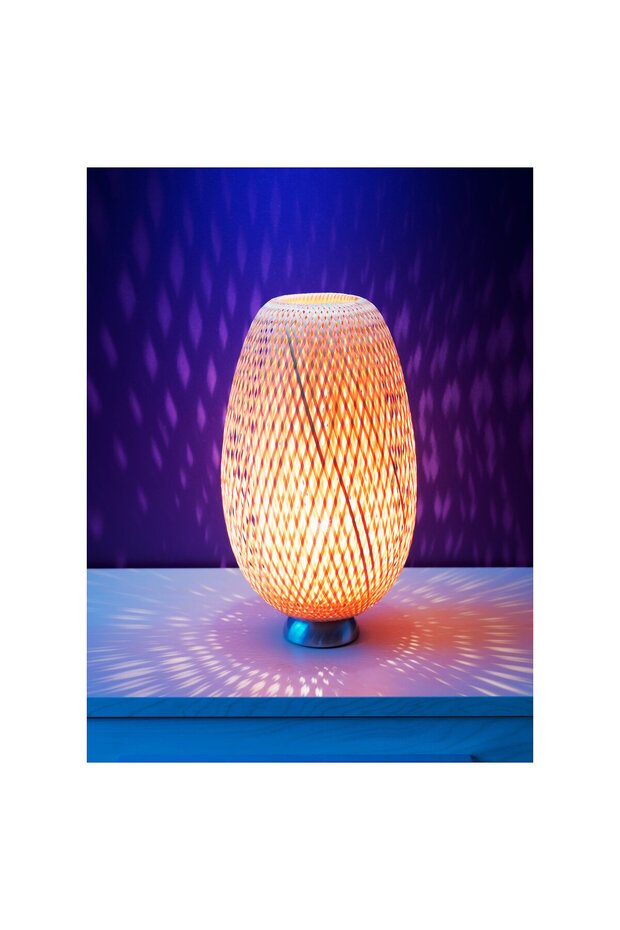 مصباح طاولة، مصنوع من الخيزران/يدوي الصنع - 7