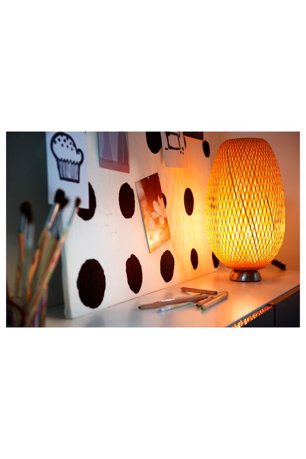 مصباح طاولة، مصنوع من الخيزران/يدوي الصنع - 4
