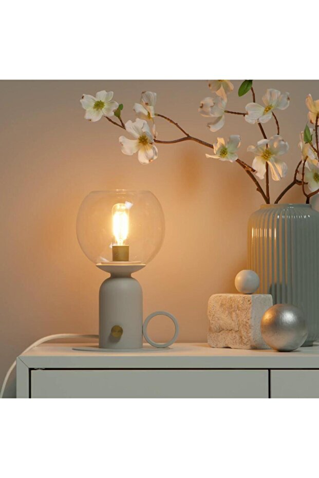 مصباح طاولة، رمادي فاتح قابل لتعديل شدة الإضاءة، 24 سم - 2