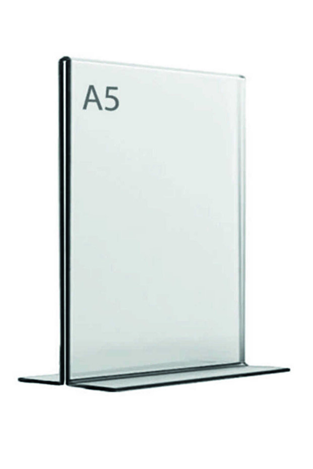 A5 t Type Vertical Tabletop 10-Pack Transparent Plexiglass Foil Holder and Brochure Holder