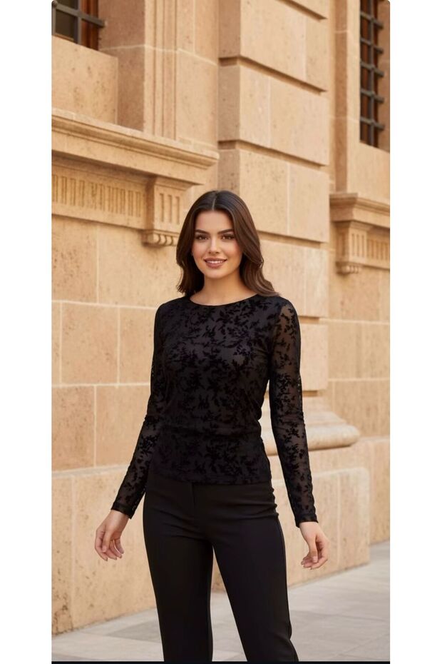 δαντελωτή μπλούζα - 1