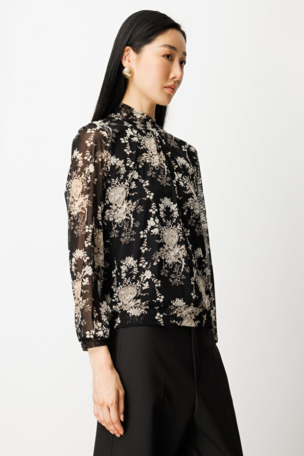 Desenli Şifon Bluz - 2