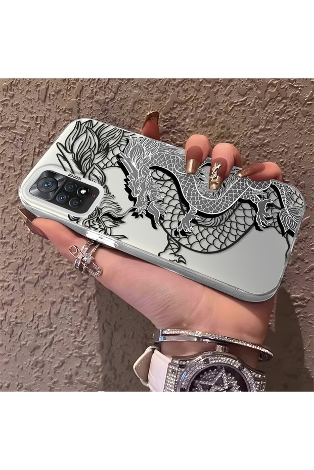 Redmi Note 12 Pro 4g Compatible High Quality Chinese Style Black and White Dragon Printed Case