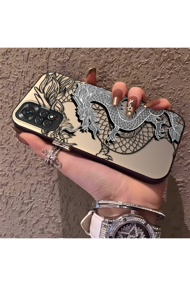 Redmi Note 11/Note 11S Compatible High Quality Chinese Style Black and White Dragon Printed Case