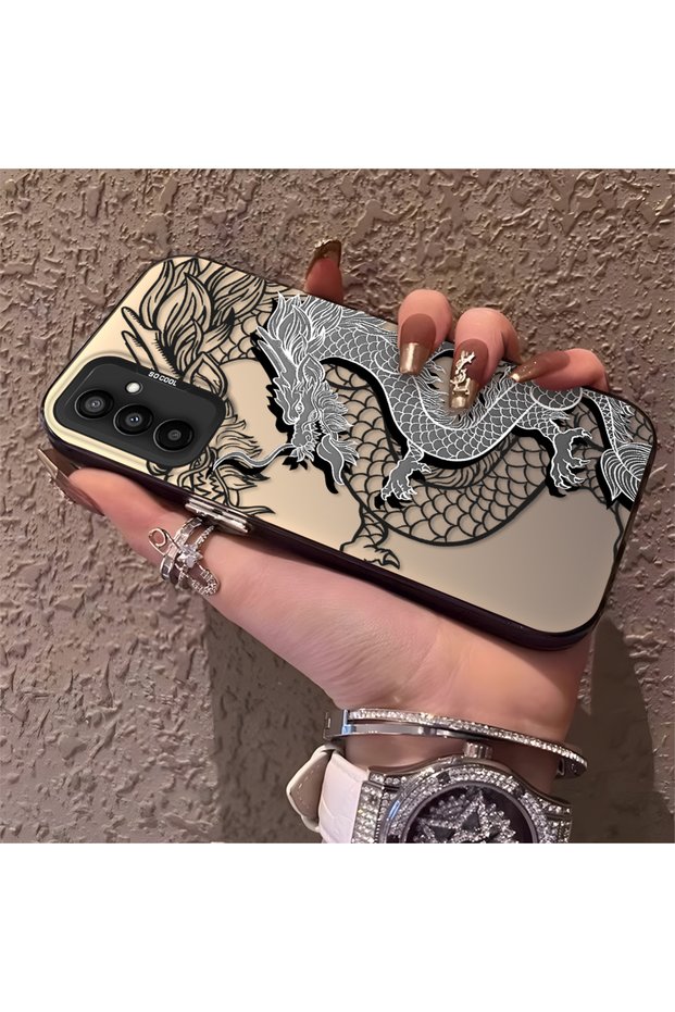 Samsung Galaxy M13/M23 Compatible High Quality Chinese Style Black and White Dragon Printed Case