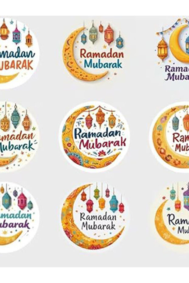 500 قطعة من ملصقات رمضان مبارك، بنمط فانوس كرتوني - 1