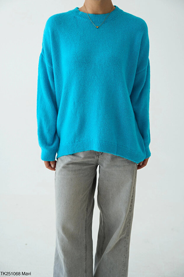 Bisiklet Yaka Oversize Triko Kazak - 3