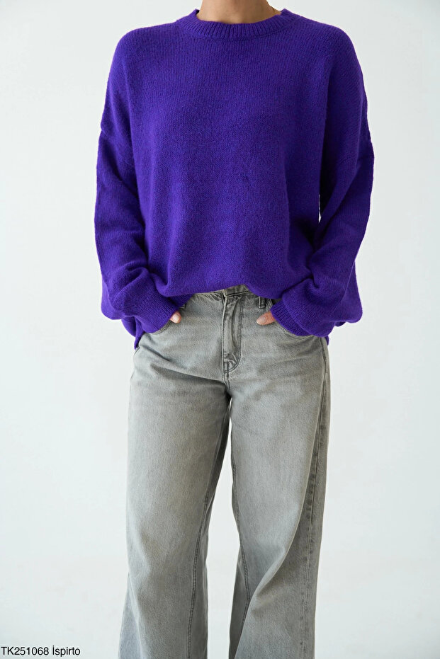 Bisiklet Yaka Oversize Triko Kazak - 2