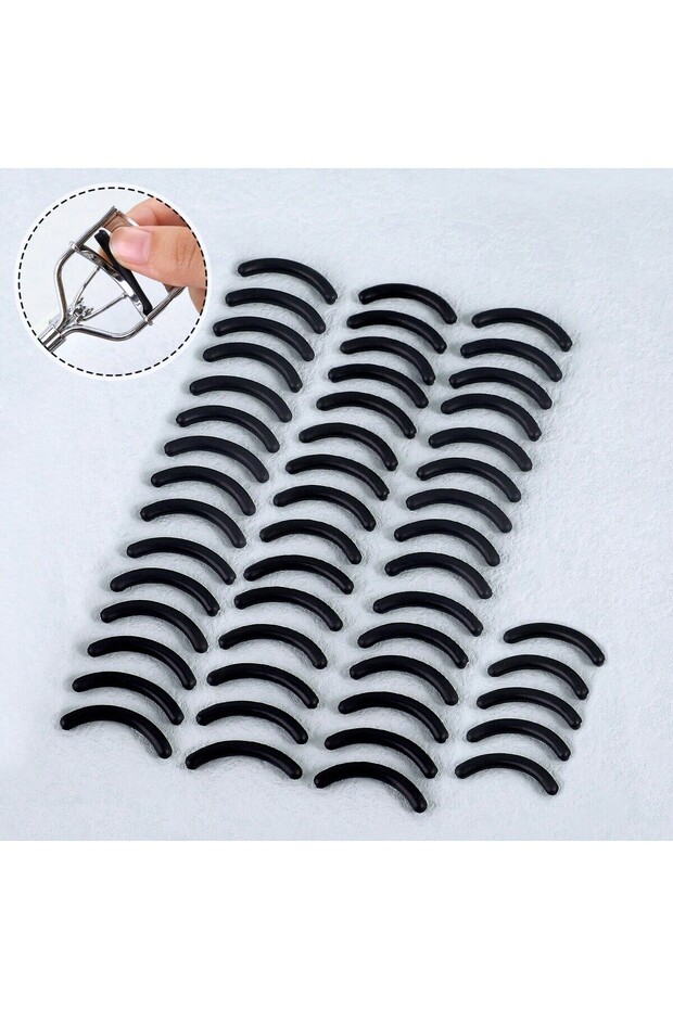 50-JMJ-black 50pcs Replacement Silicone Pads For Eyelash Curler, Black & Pink Soft Cushion Strips