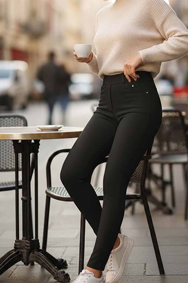 High Waist Slimming Leggings - Looks Like Pants with Pockets