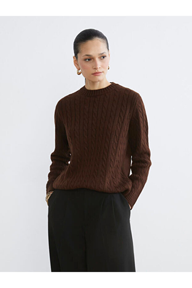 Esvab • Modern & Distinctive Zero Roba Collar Self-Embroidered Women's Knitwear Sweater