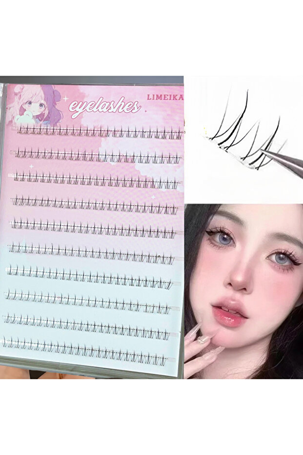 رموش سفلية طبيعية مجزأة شفافة بدون غراء من Xia-XiaohmMJ، 240 مجموعات، لهب صغير، محاكاة طبيعية