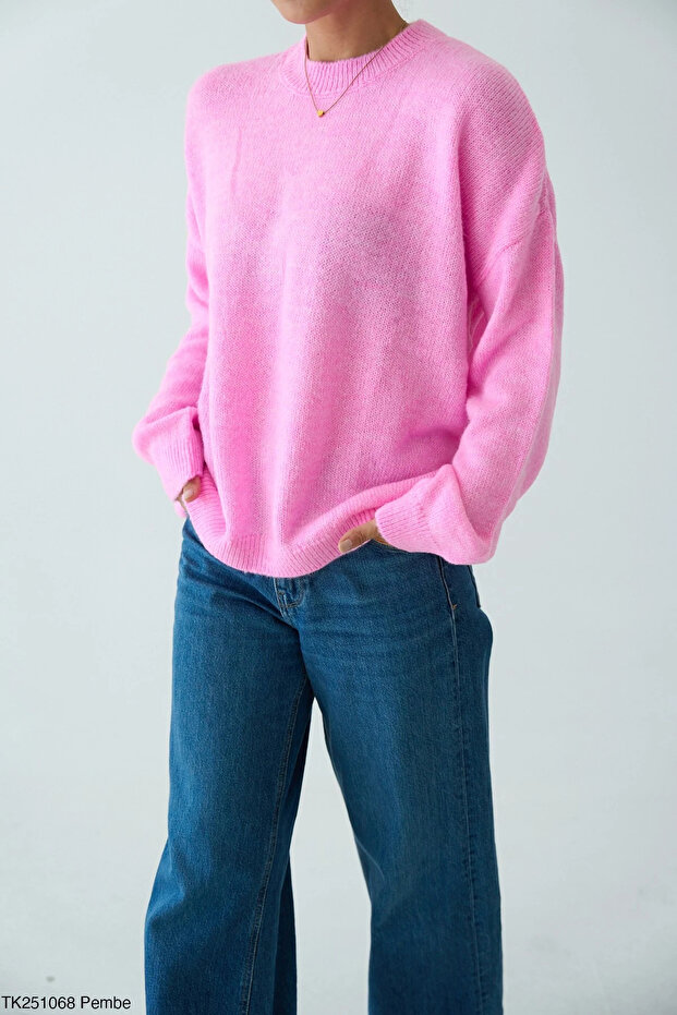 Bisiklet Yaka Oversize Triko Kazak - 2