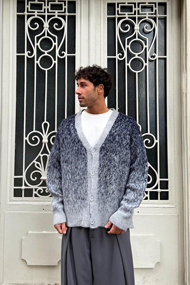 Color-Shift Knitwear Cardigan Navy Blue