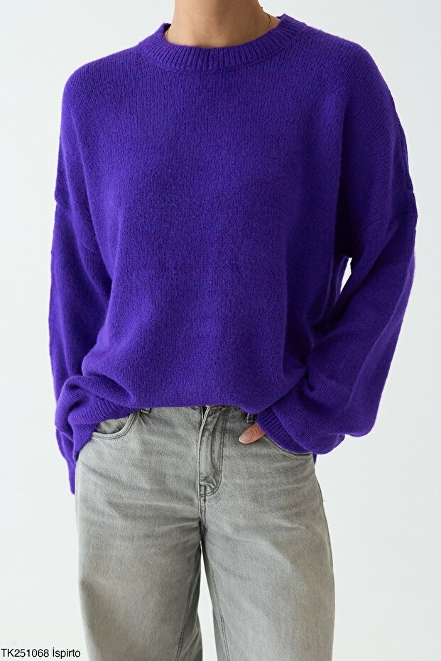 Bisiklet Yaka Oversize Triko Kazak - 3