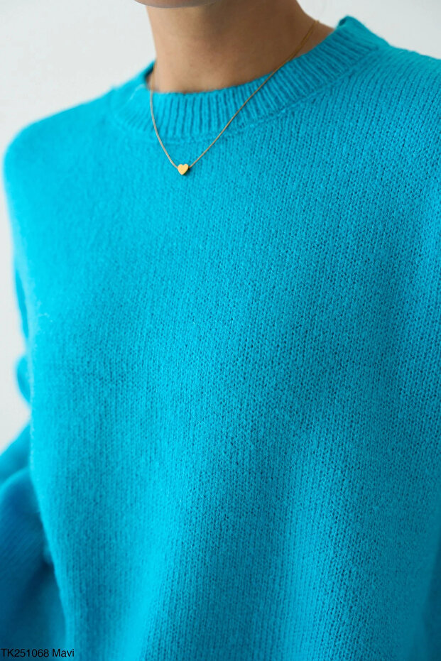 Bisiklet Yaka Oversize Triko Kazak - 1