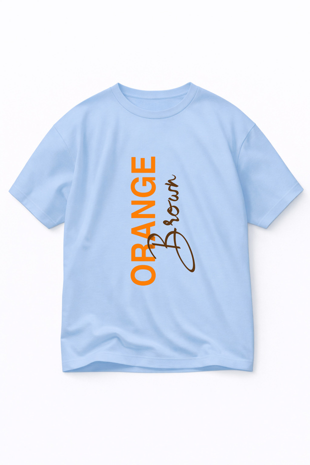 Oversize Unisex T-Shirt 100% Cotton Comfortable Fit Orange Brown Printed T-Shirt
