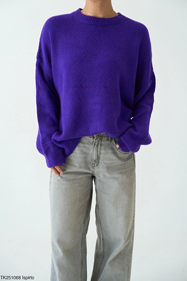 Bisiklet Yaka Oversize Triko Kazak - 1