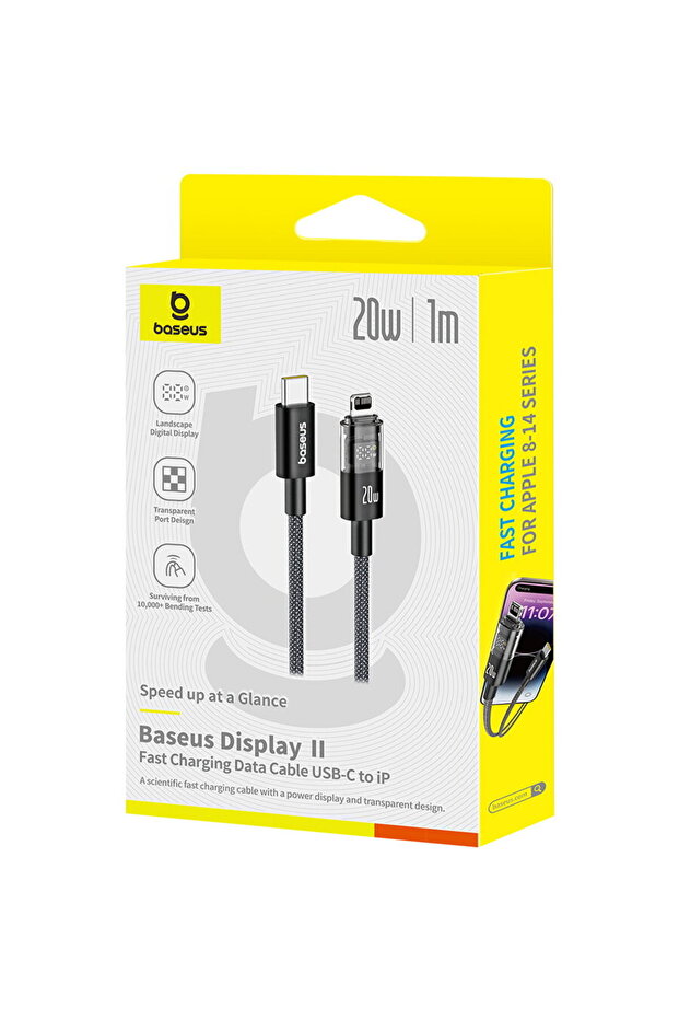 Data Cable with Digital Display, Type-C to Lightning, 20W, 1m - 6