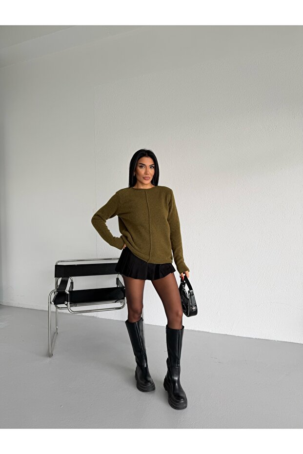 سترة أساسية من مزيج الصوف بياقة قاربية - 5