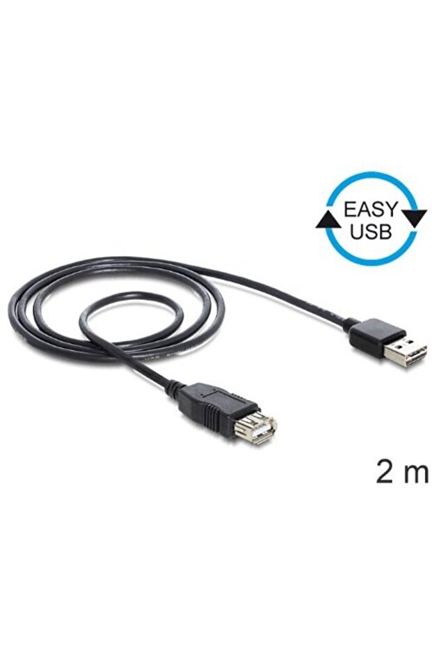 EASY USB2.0 A Plug/Socket - black 2m - 1