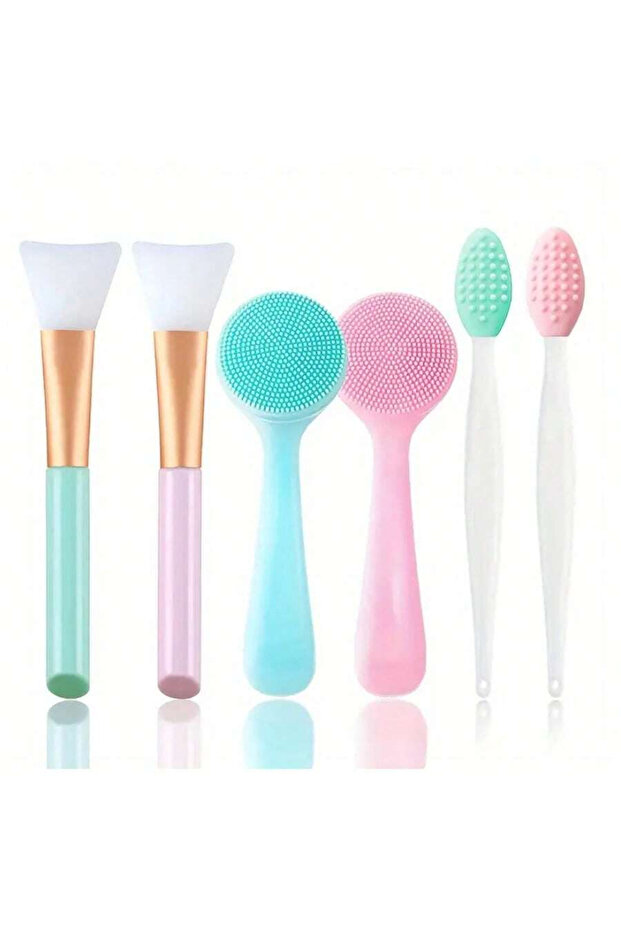 6Pcs-Mixed 1/3/6Pcs Silicone Facial Cleansing Brushes Set - Gentle Exfoliating, Deep Cleaning, Makeu